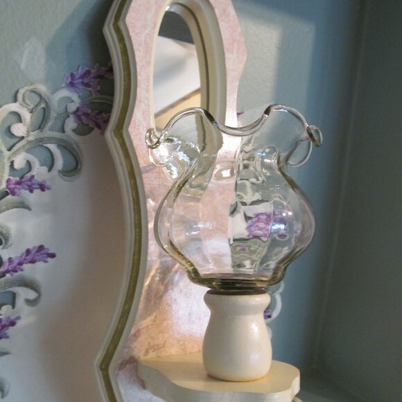 Home Interiors Sconce Ruffled Edge Glass Candle Holder Mirrored Pink Marble Look - Picture 13 of 16
